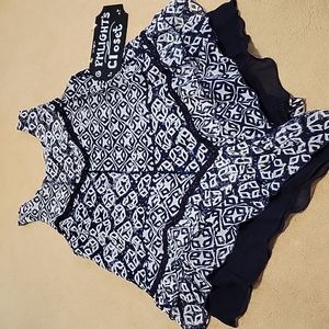 Papa Vancouver Savanna Tank Top Large Blue White Diamond Handkerchief New